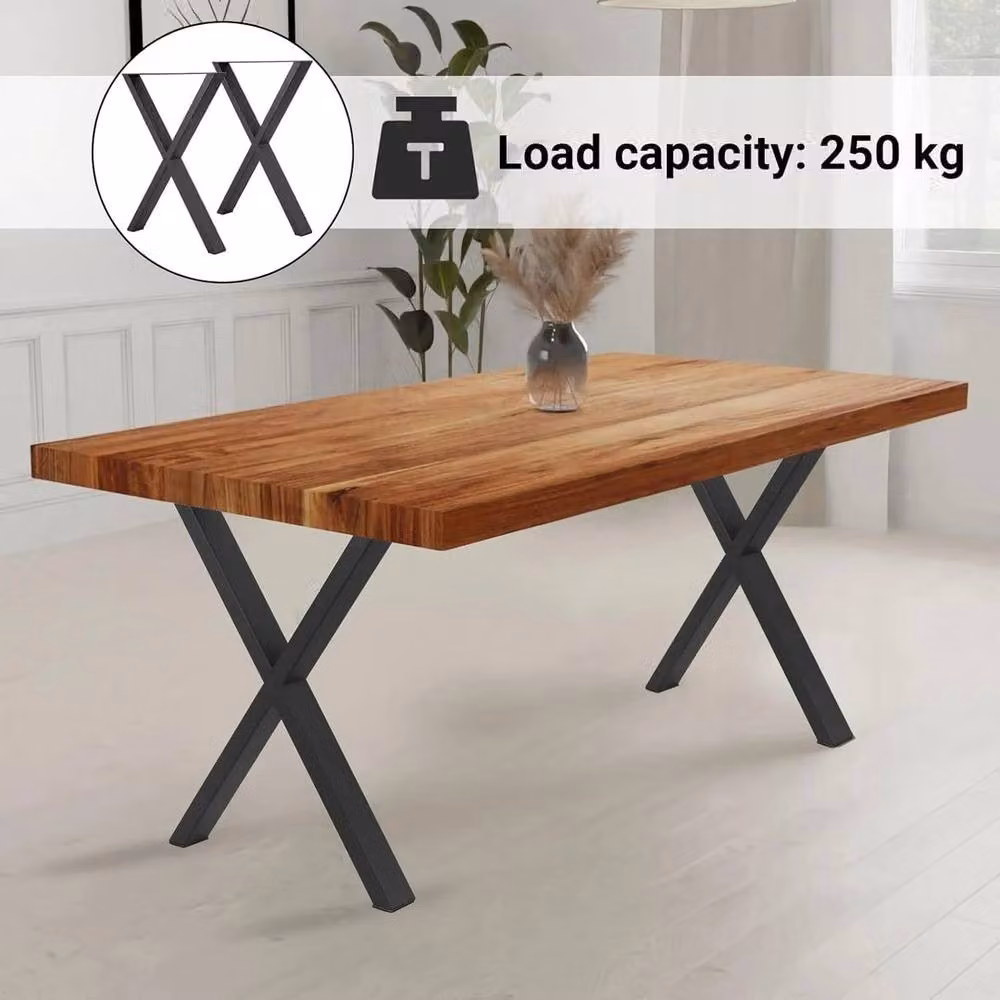 EONLION Set of 2 Industrial Metal X Shape Table Legs in Black, W/D/H: 50 x 70 cm – 3