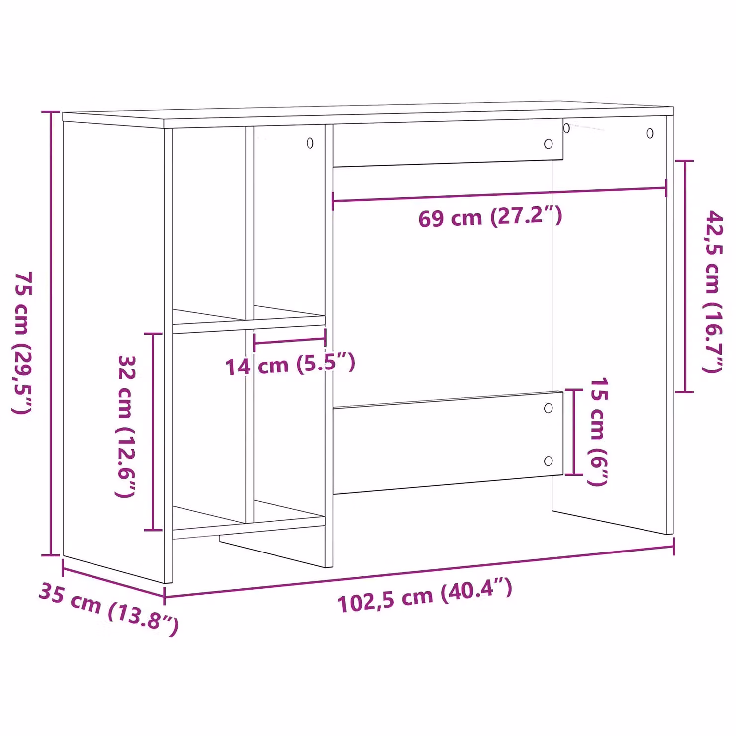 Berkfield Home Black Oak Writing Desk, W/D/H: 102.5 x 35 x 75 cm – 5