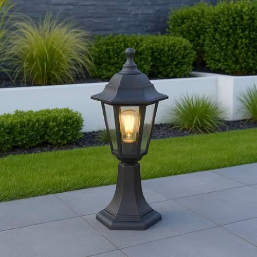 CGC Lighting Black Traditional Outdoor Post Lantern with Transparent Glass for Garden and Pathway – 2