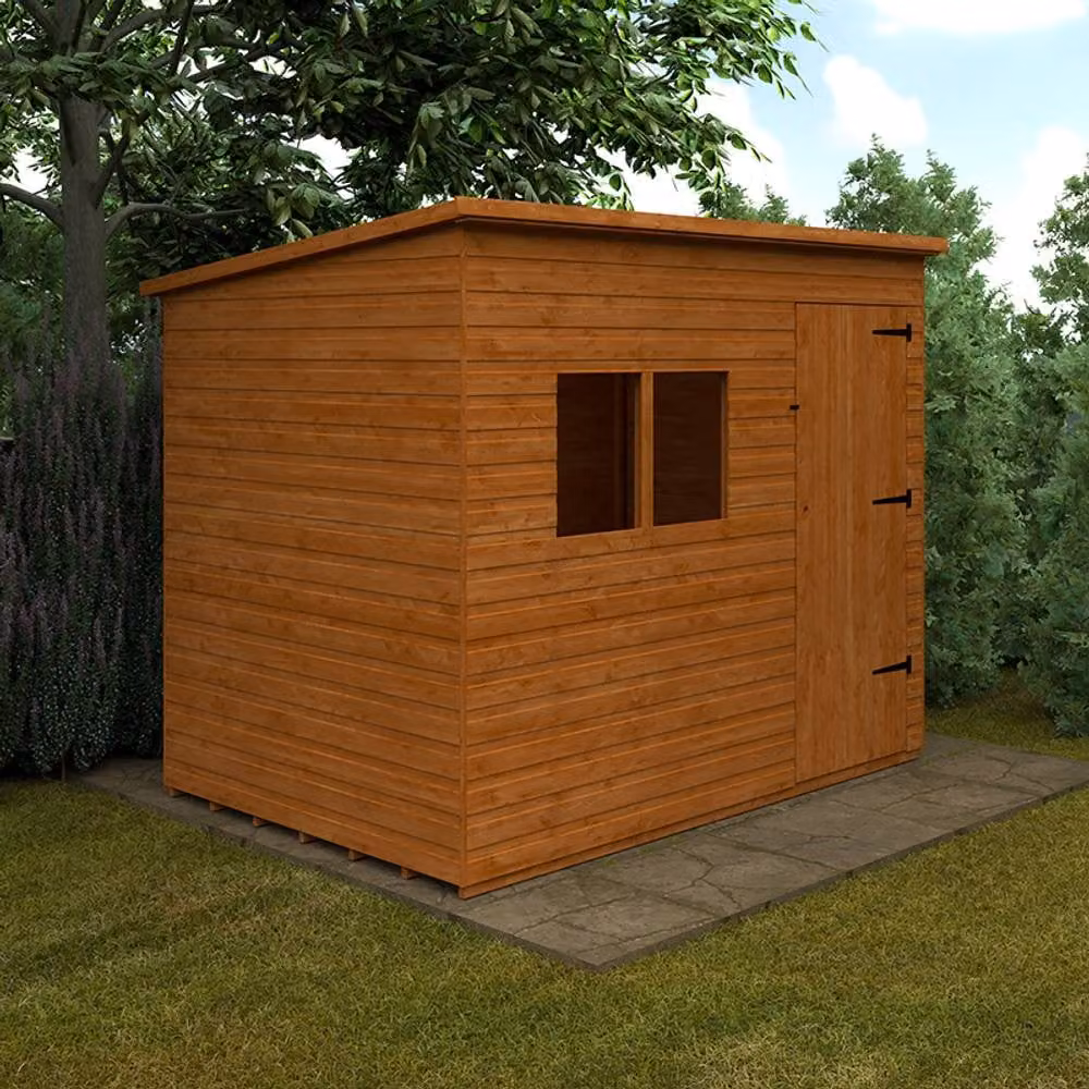Buttercup Farm Deluxe Pent Wooden Shed in Orange and Grey, W: 274.3 cm, D: 183 cm, H: 217.3 cm – 2