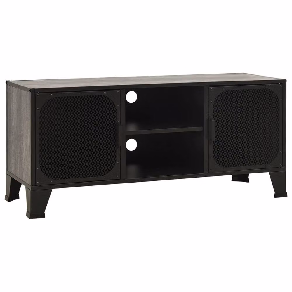 Berkfield Home Industrial Grey TV Cabinet in Metal and MDF, W/D/H: 105 x 36 x 47 cm – 3