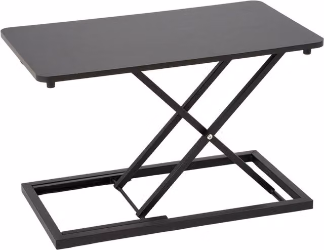 THE HOT SALE Height Adjustable Standing Desk Converter in Black Metal with X-Frame Design