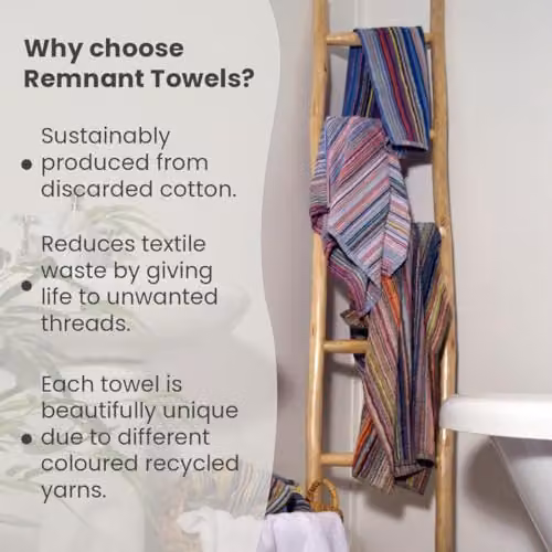 Odyssey 6 x Recycled Cotton Hand Towel Set, Multicolour Striped, 400GSM, W: 50 cm x H: 80 cm – 2