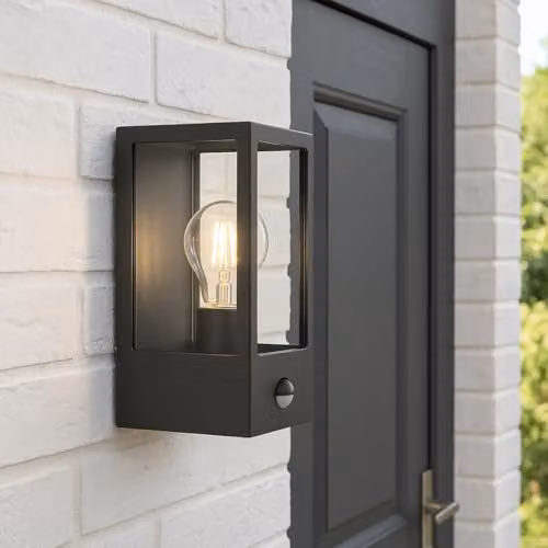 CGC Lighting Marina Black Aluminium Outdoor Wall Light with PIR Motion Sensor and Transparent Diffuser, E27 – 3