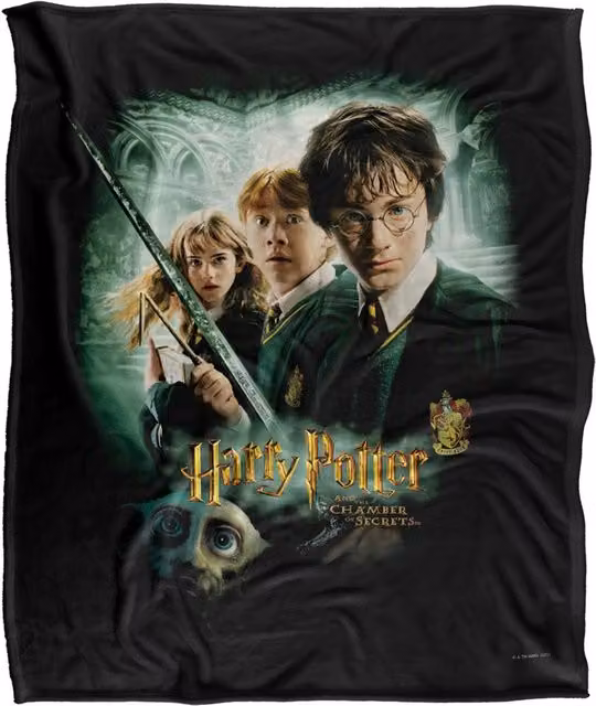 LOGOVISION Harry Potter Chamber of Secrets Poster Fleece Throw Blanket, Multicolour and White, W: 152 cm, D: 127 cm – 6