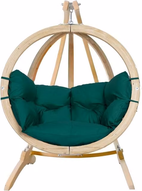 Amazonas Globo Single Hanging Egg Chair Set with Wooden Stand in Green