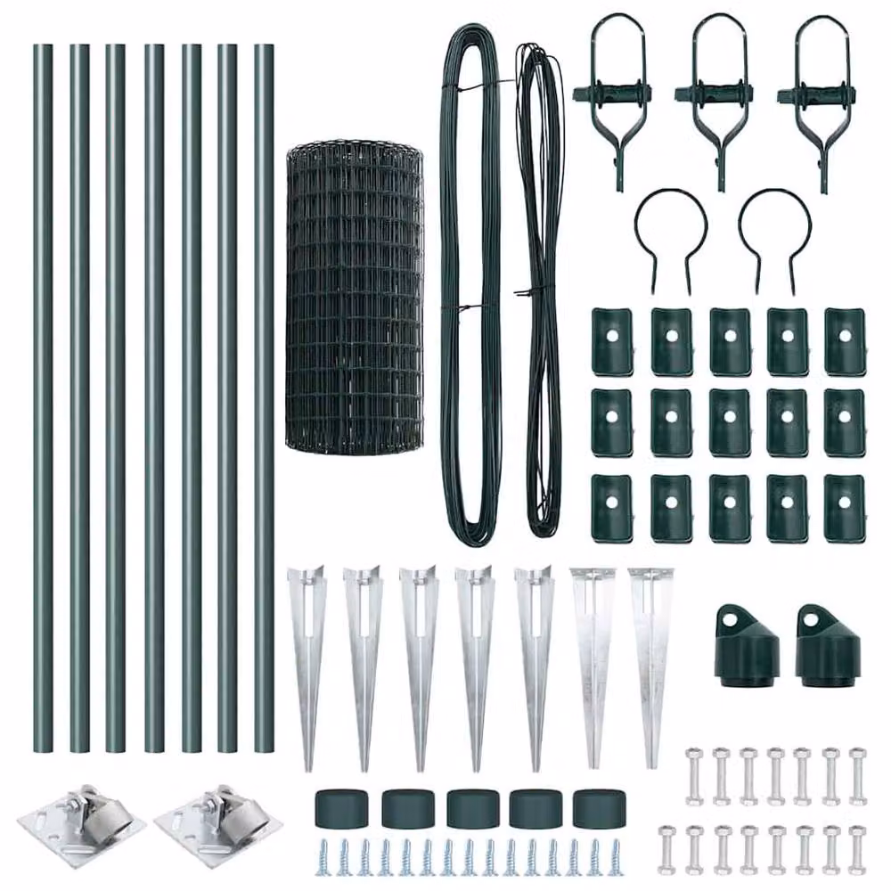Berkfield Home Green Euro Fence with 7 Spike Posts, Galvanised Steel, W: 10 m, H: 0.6 m – 4