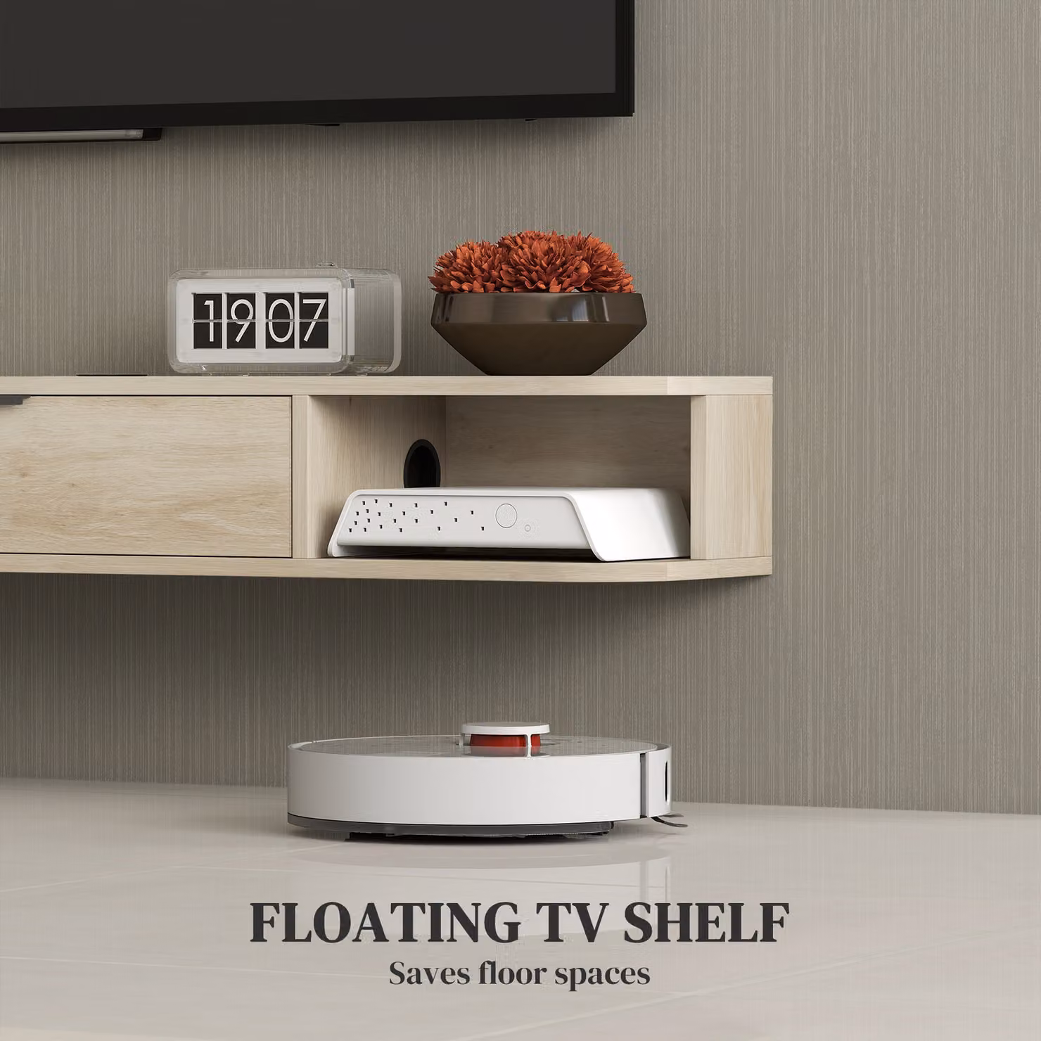 HOMCOM Modern Floating TV Unit in Black, suitable for TVs up to 50 Inch, Width: 120 cm – 3