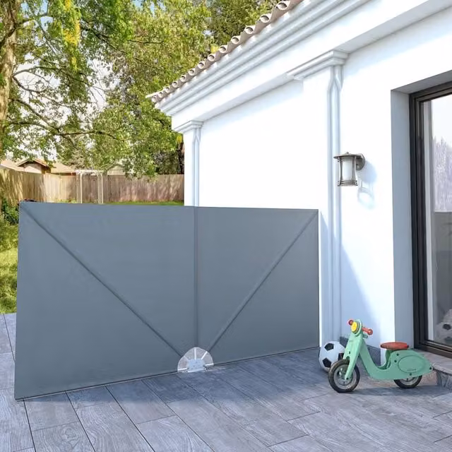 Berkfield Home Collapsible Terrace Side Awning in Grey, W/D/H: 300 x 150 x 150 cm
