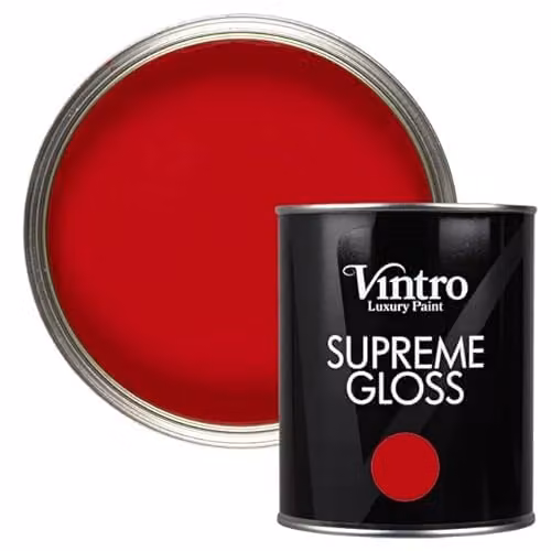 Vintro High Gloss Water Based Interior and Exterior Paint for Walls, Wood and Trim, Red Valentine, 1 l
