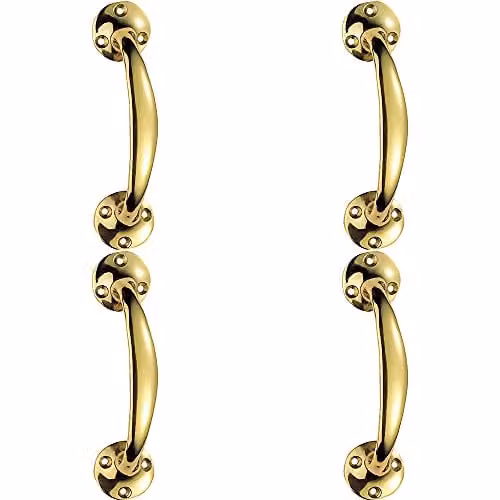 Loops 4 Pack Victorian Bow Shaped Pull Handles in Polished Brass