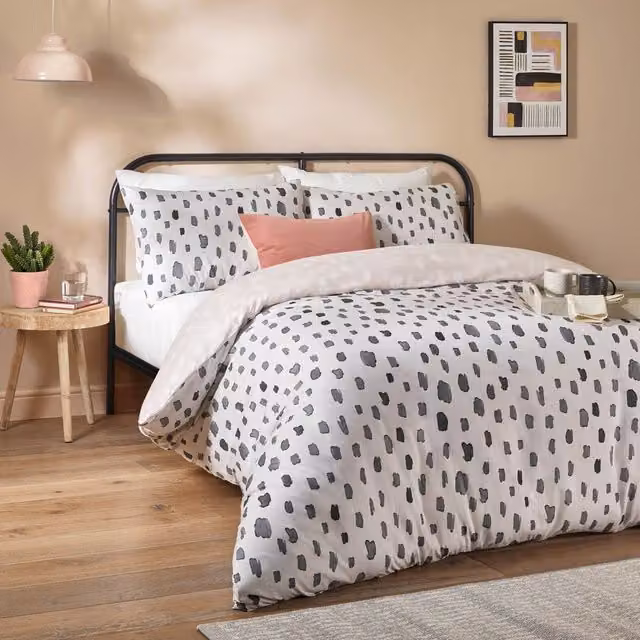Riva Home Dotted Minimalist Duvet Cover Set in Multicolour and Anthracite, W/H: 137 x 200 cm