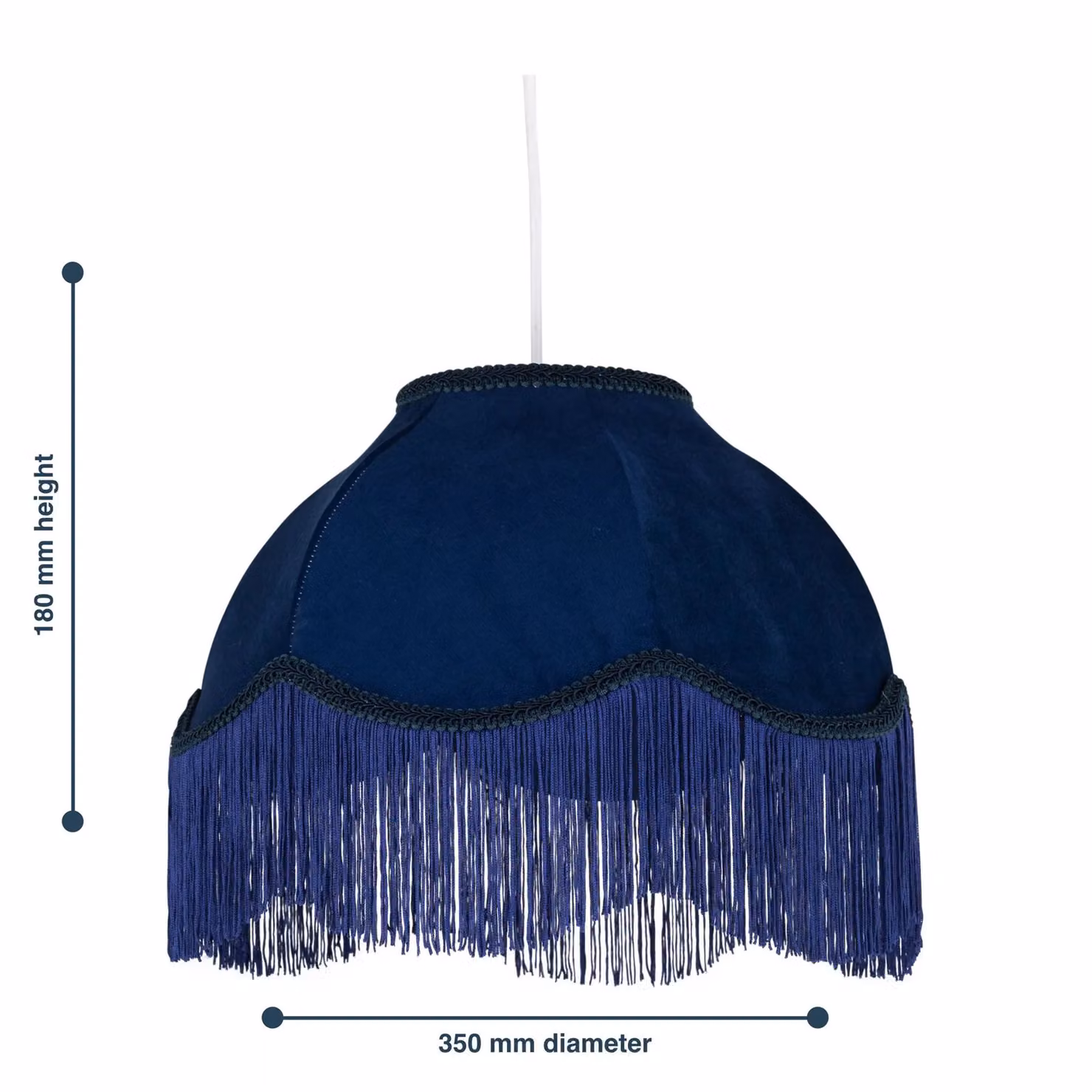First Choice Lighting Blue Velvet Fringed Easy Fit Round Lamp Shade – 3