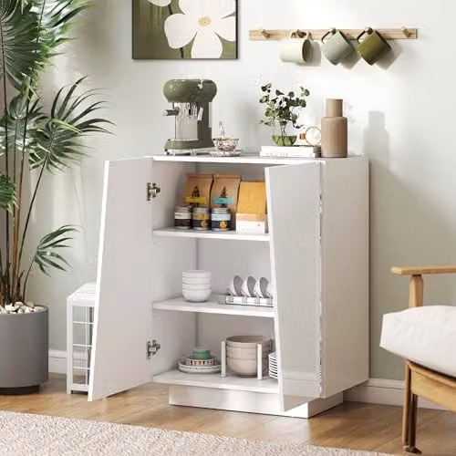 HOMCOM Modern High Gloss Wooden Storage Cabinet in White, W/D/H: 70 x 40 x 88 cm – 3