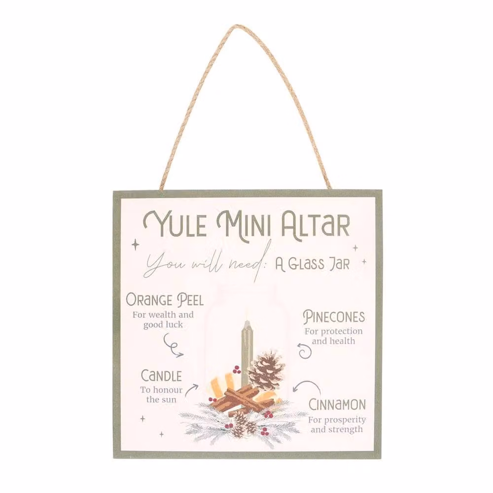 Uniqueful Green Yule Altar MDF Hanging Wall Sign with Leaf and Letter Details, 20 cm – 3