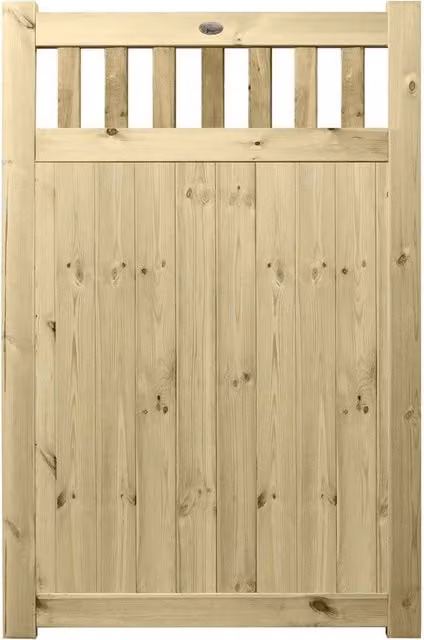 Premier Garden Supplies URBAN Interlocked Tongue Groove Pressure Treated Garden Gate with Picket Pale Top, W: 120 cm, H: 180 cm