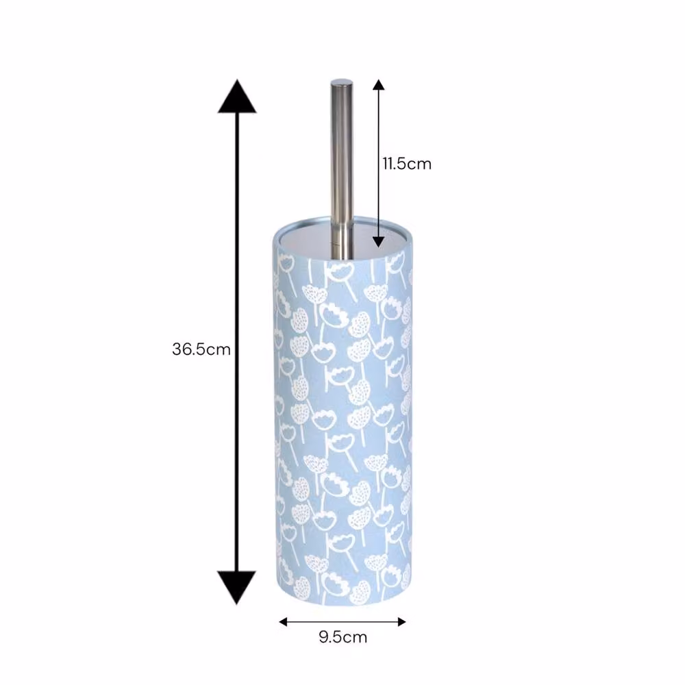 Showerdrape Buttercup Light Blue Floral Freestanding Toilet Brush with Plastic and Metal Components – 2
