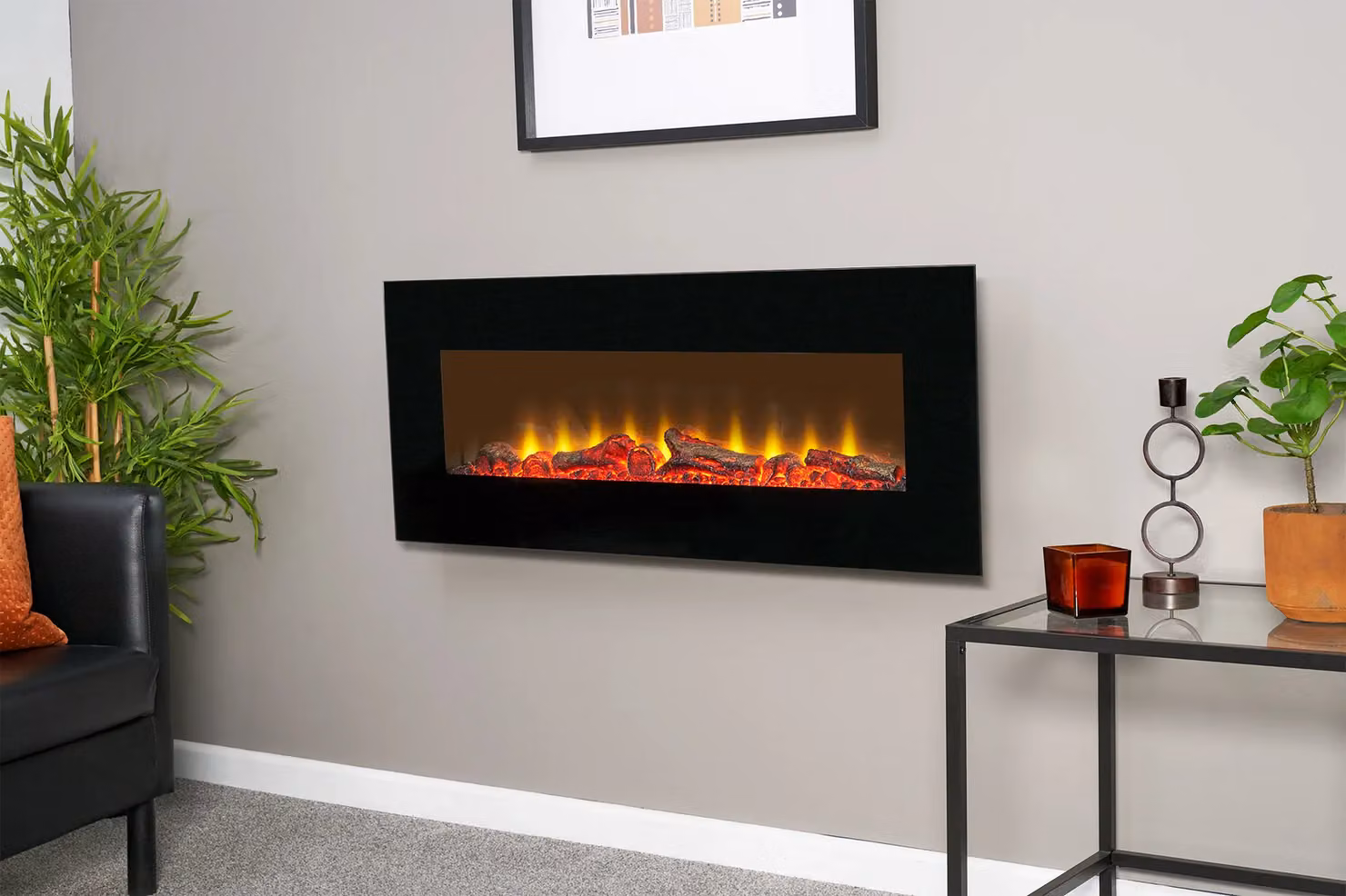 Sureflame WM-9331 Electric Wall Mounted Fire with Remote, Black – 2