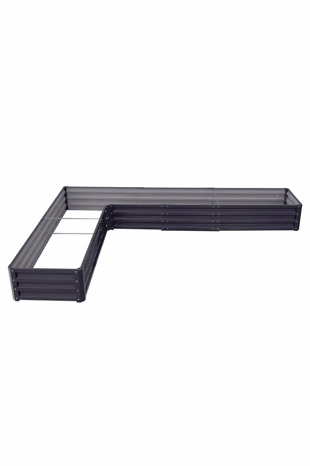 Garden Sanctuary L-Shaped Raised Garden Bed Planter Box in Anthracite Galvanised Steel W/D/H: 61.0 x 61.0 x 30.0 cm – 3