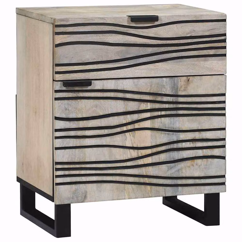Berkfield Home Modern Bedside Table with Drawer in White and Black, W/D/H: 50 x 33 x 60 cm – 1
