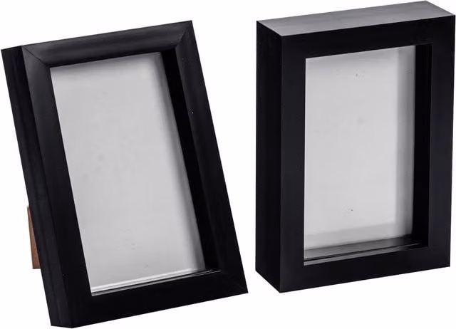 Nicola Spring Pack of 2 Modern Rectangular 3D Box Photo Frames, Black, W: 10.16 cm x H: 15 cm