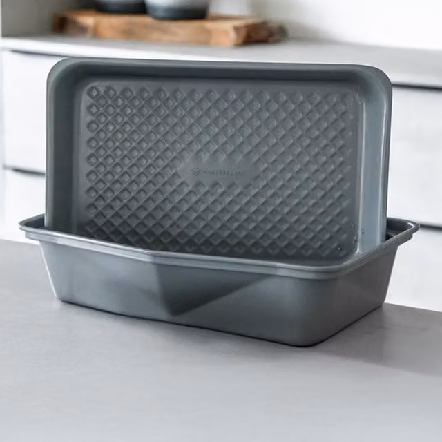 MasterClass Rectangular Ceramic Roasting Dish with Non-Stick Coating, Grey