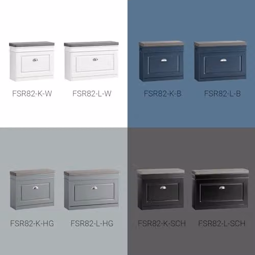 SoBuy Shoe Storage Bench with Fabric Seat Cushion and Flip Drawer, Grey and White, W/D/H: 75 x 24 x 51 cm – 6