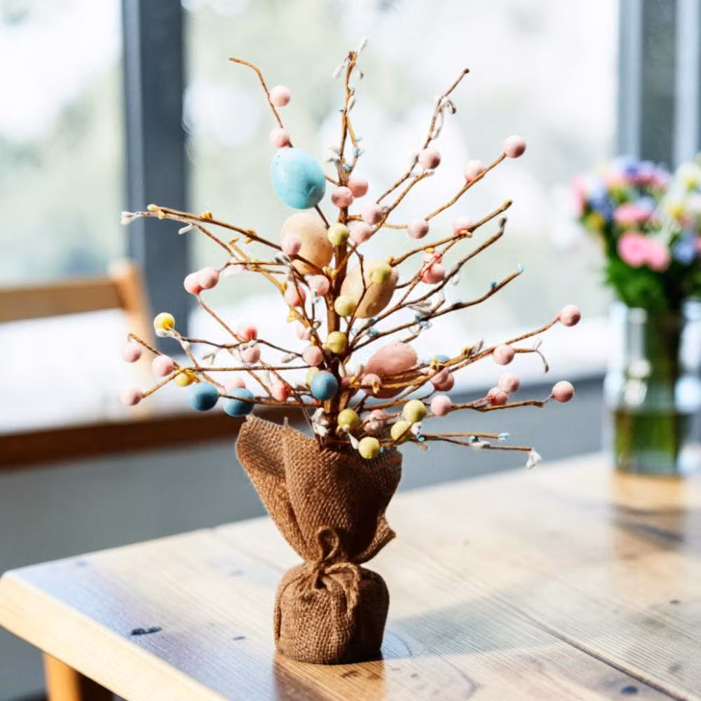 Four Candle Weeping Egg Tree Easter Decoration, Multicolour, Height: 45 cm – 2