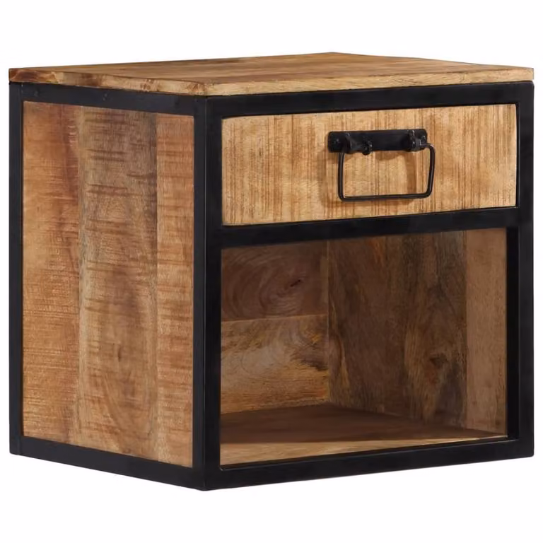 Berkfield Home Bedside Cabinet in Brown Solid Mango Wood, W/D/H: 40 x 35 x 40 cm
