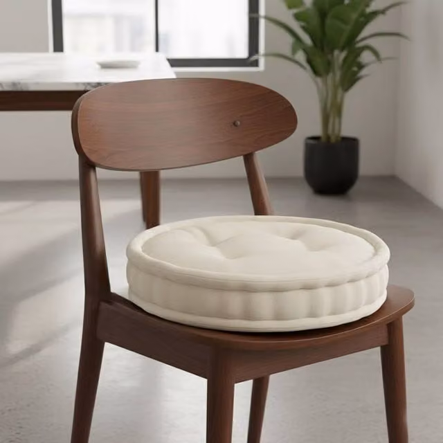 Snug City Round Teddy Fabric Booster Cushion in Beige, W/D/H: 45 x 45 x 45 cm – 1
