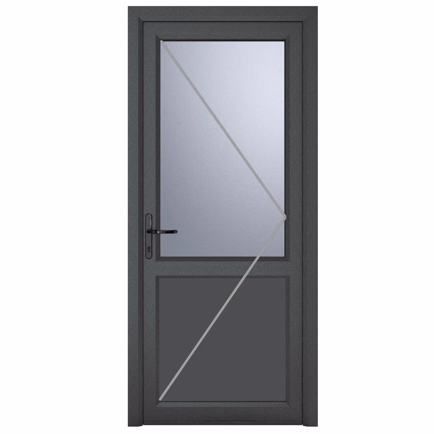 Crystal Direct Dark Grey uPVC Single Door with Obscure Glass Insert and Side Panel, Right Hand, W: 84.0 cm, H: 209.0 cm – 2