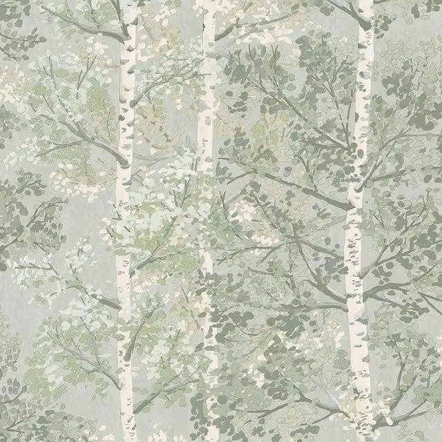 Rasch Silverwood Floral Boho Matt Wallpaper in Green