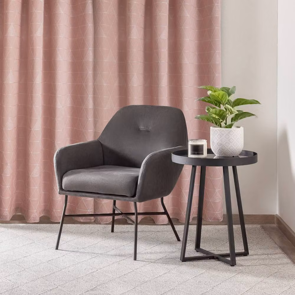 New Edge Blinds Siena Geometric Unlined Jacquard Eyelet Curtains in Blush Pink, W: 228 cm, H: 228 cm – 3