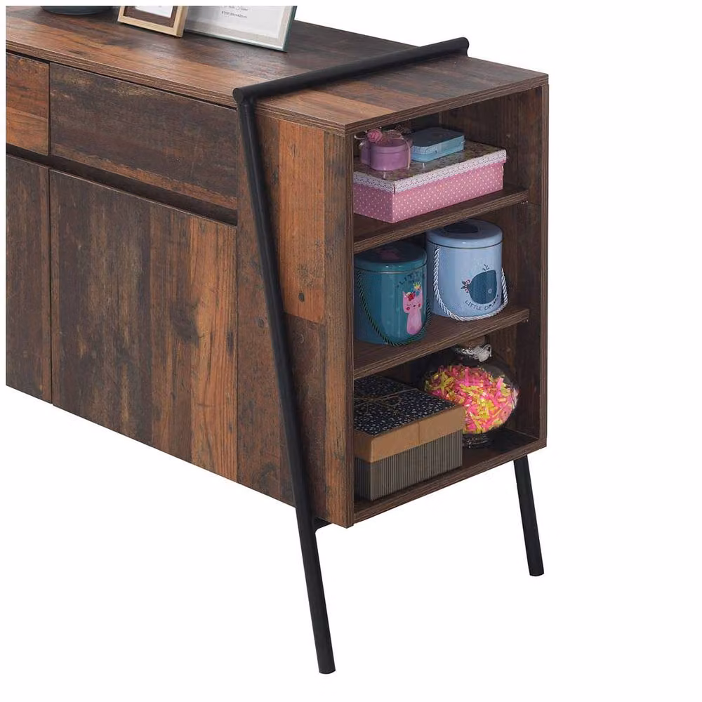 Timber Art Design Abbey Sideboard with 2 Doors and 2 Drawers, Rustic Brown Storage Cabinet, W: 120 cm, H: 78 cm, D: 44.5 cm – 3