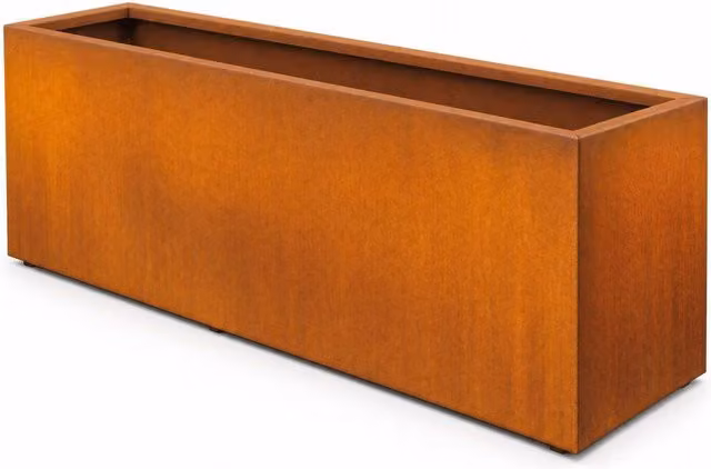 Corten Steel Trough Planter with Liner, Orange, W: 150 cm, D: 50 cm, H: 50 cm