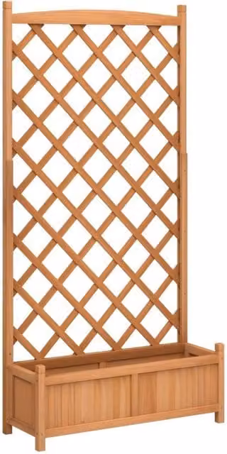 Berkfield Home Brown Solid Wood Fir Planter with Trellis
