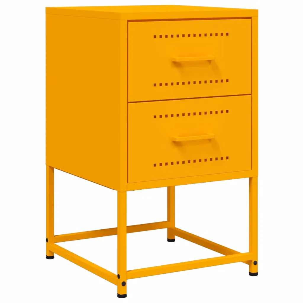 Berkfield Home Mustard Yellow Metal Bedside Cabinet W/D/H: 36 x 39 x 60.5 cm – 2