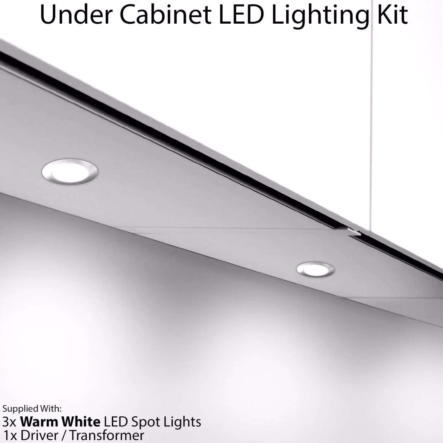 Loops 3 Pack Round Recessed LED Under Cabinet Kitchen Spot Lights with Driver Kit in Silver Stainless Steel with Warm White Light