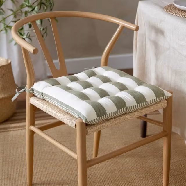 Yard Hayle Striped 100% Cotton Seat Pads, 2 Pack in Green, W/D/H: 40 x 40 x 40 cm