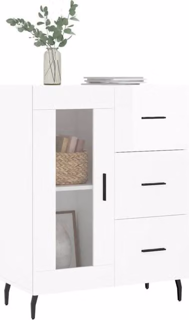 Berkfield Home Modern High Gloss White Sideboard, W/D/H: 69.5 x 34 x 90 cm