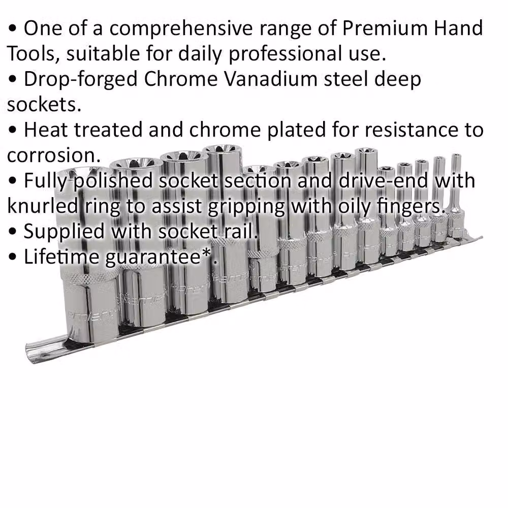 Loops TRX Star 14 Piece Deep Socket Set, Silver, E4 to E24 Female, 1/4" 3/8" and 1/2" Square Drive – 2