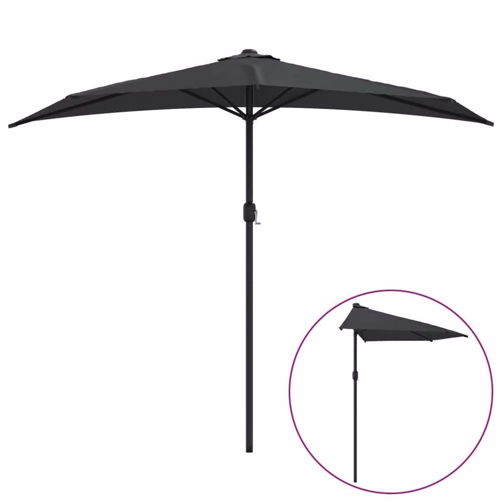 Berkfield Home Balcony Parasol with Aluminium Pole in Anthracite and Black, W: 270 cm, D: 144 cm – 2