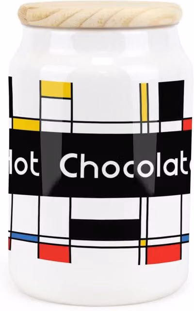 Purely Home Retro Art Deco Ceramic Hot Chocolate Storage Canister in Black, White and Multicolour