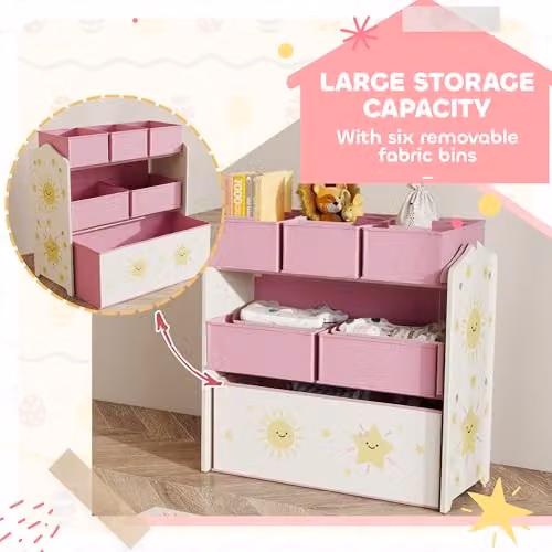 AIYAPLAY Kids Bedroom Furniture Set in Pink with Table, 2 Chairs and Bookcase – 3