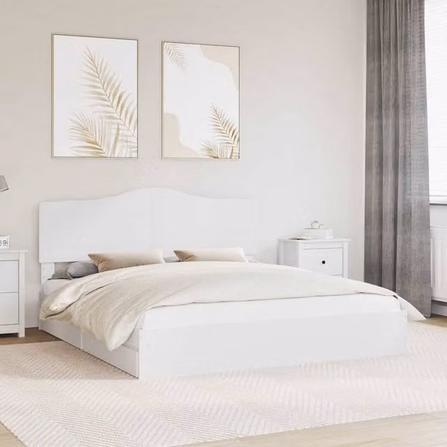 Berkfield Home Modern Storage Bed with Headboard and USB Charging Port, White, W/D/H: 180 x 200 cm, Engineered Wood