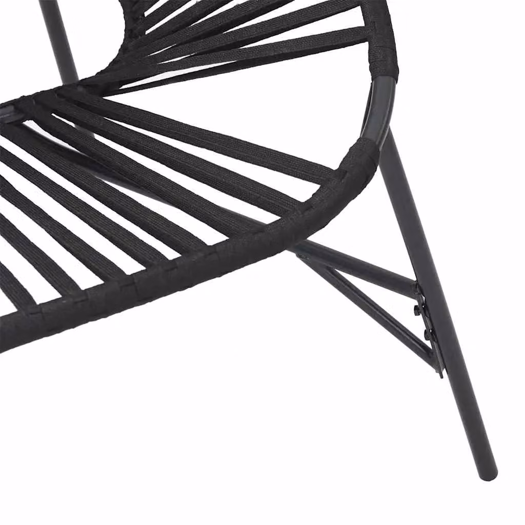 Berkfield Home Modern Black Poly Rattan Garden Egg Chair with Metal Frame – 4