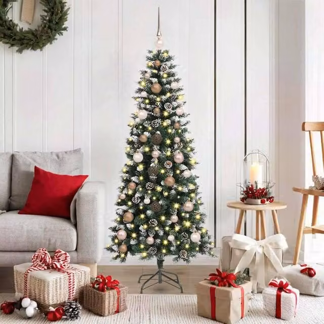 Berkfield Home Artificial Christmas Tree with 150 LEDs, Green, H x W x D: 150 x 66 x 66 cm – 1