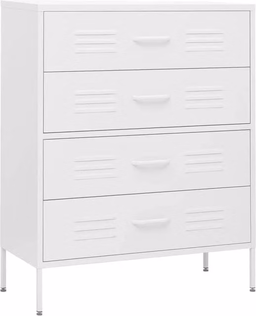 Berkfield Home White Metal Chest of Drawers W: 80 cm, D: 35 cm, H: 101.5 cm – 1