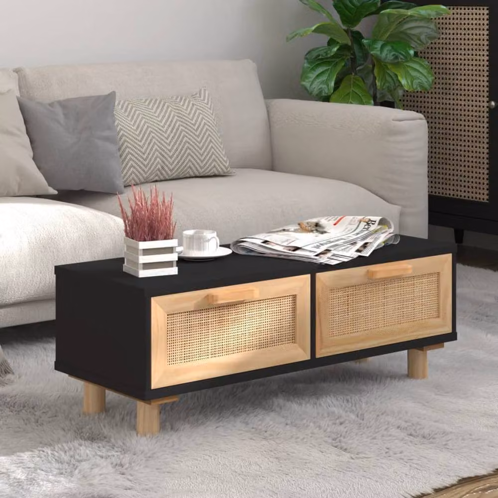 Berkfield Home Modern Black Rectangular Decorative Coffee Table W: 80 cm, D: 40 cm, H: 30 cm – 2