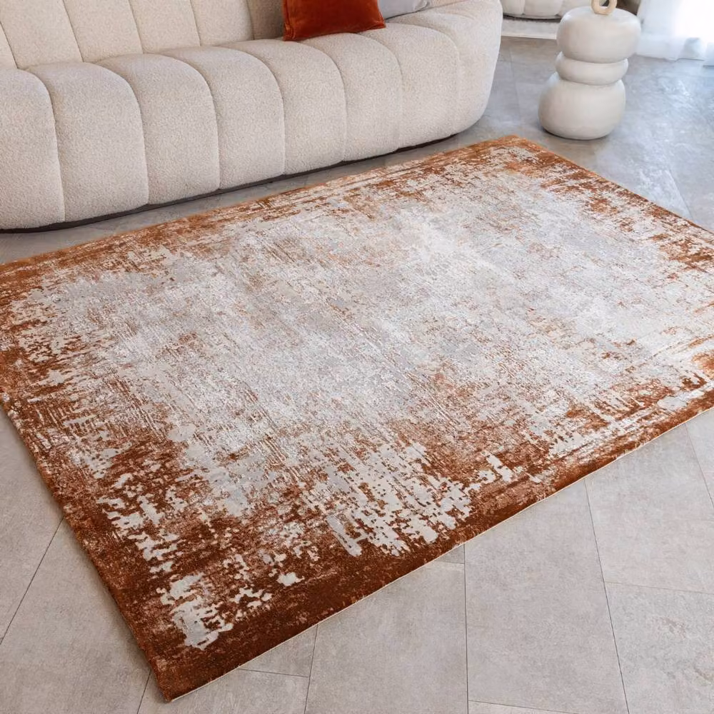 The Rug Shop UK Orange Modern Abstract Easy To Clean Machine Woven Rug W: 240 cm, D: 340 cm – 2